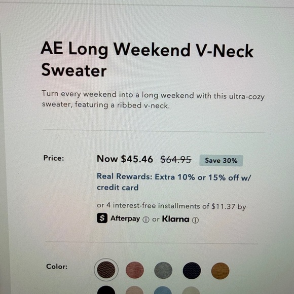 American Eagle Long Weekend V-Neck Sweater XS coffee - Picture 3 of 6